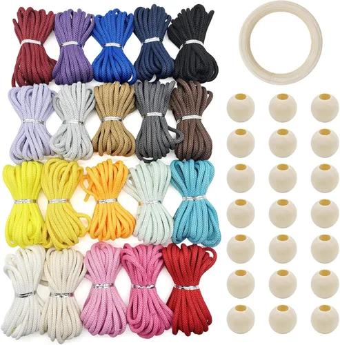 Cuerda trenzada de macramé de 5/64 pulgadas de colores surtidos – Cuerda de poliéster hecha a mano de 100 yardas para hacer joyas, ganchillo, asa de