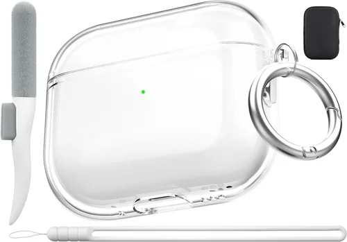 Miniatura 22 de Valkit - Funda transparente protectora para estuche de AirPods, con llavero, poliuretano termoplástico suave, a prueba de golpes, compatible