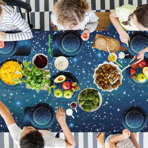 Miniatura 5 de Galaxy Party Supplies sirve 24 platos de papel para fiesta de noche estrellada, servilletas, temática espacial, juego de vajilla para niños, fiesta