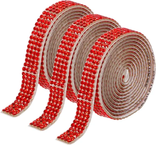 Miniatura 41 de MECCANIXITY 3 rollos de cinta de diamantes de imitación autoadhesiva de 3 yardas y 0.315 in para proyectos de artes y manualidades, pasteles de Beige