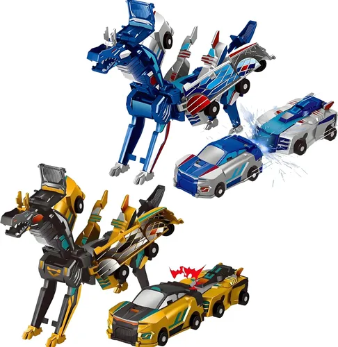 Miniatura 10 de Juguetes de dinosaurio transformables, autos magnéticos 2 en 1 que colisionan y se transforman en juguetes de dinosaurio, para niños y niñas de 2 a