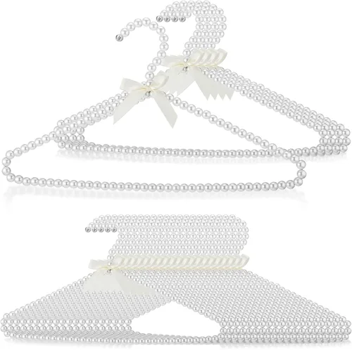 Miniatura 10 de Threan 20 piezas de 16 pulgadas de perlas con cuentas de ropa con lazo de lazo de metal elegante ropa estándar para mujer, novia, vestido de boda