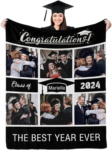 Miniatura 11 de D-Story Manta de franela personalizada para mujer, regalos de graduados, regalo de graduación de secundaria, regalos de graduación personalizados