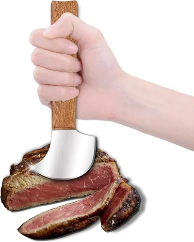 Cuchillo basculante, equipo adaptativo con una mano, cuchillo Ulu, curvado para cortar alimentos en lata y cuenco, ideal para uso con una sola mano