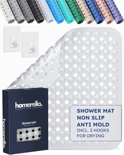 Miniatura 13 de homerella Tapete de ducha antideslizante antideslizante para cabina de ducha interior, tapete de ducha antideslizante cuadrado de 21 x 21 pulgadas