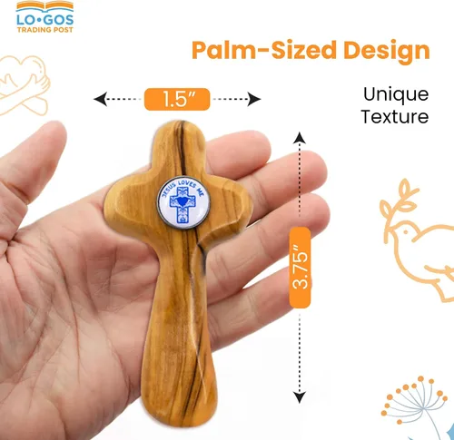 Miniatura 2 de Caja de regalo de cruz de bautismo de madera de olivo para niños, cruz de madera hecha a mano de lujo de Tierra Santa de Belén, recuerdo de bautismo