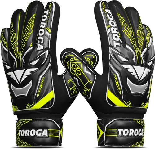 Guantes de portero para niños y jóvenes, guantes de portero de fútbol, agarre de látex fuerte, soporte de muñeca doble y malla transpirable, guantes