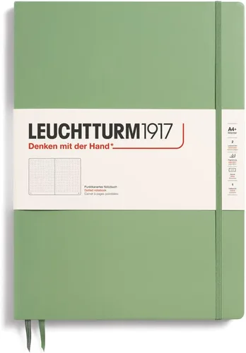 Miniatura 9 de LEUCHTTURM1917 - Cuaderno de tapa dura Master Slim A4+ - 123 páginas numeradas para escritura y diario (salvia, a rayas)