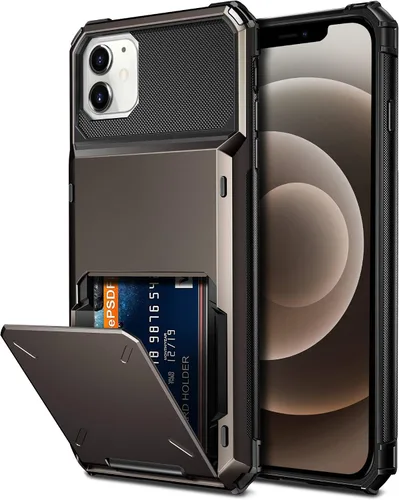 Miniatura 10 de Vofolen Funda compatible con iPhone 12, cartera 5G, 4 ranuras para tarjetas, tarjetero con bolsillo oculto, doble capa, cubierta trasera protectora
