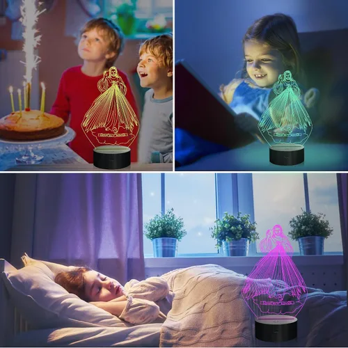 Miniatura 5 de Attivolife Luz Nocturna de Ilusión 3D de Jesús, Lámpara LED Óptica del Sagrado Corazón de Jesús con 16 Cambios de Color, Control Remoto + Jesús2