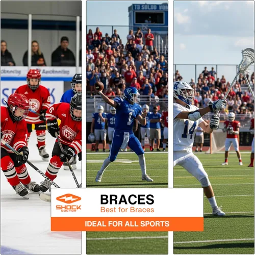Miniatura 6 de Shock Doctor Braces Protector Bucal de Fútbol Americano, Dientes Superiores e Inferiores. Convertible, Ultra Doble Protección, Protector Bucal