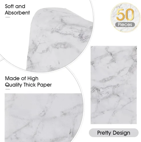 Miniatura 3 de Zonon 50 toallas desechables de mármol blanco, servilletas de papel para baño, toallas de mano decorativas, servilletas de cena de bebidas de 3