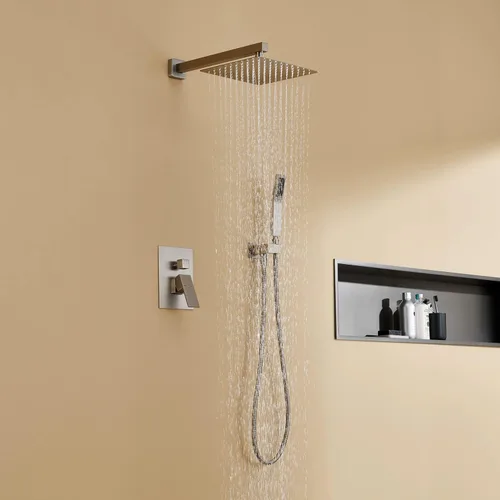 Miniatura 3 de Sistema de Ducha Artiqua 10 Pulgadas Juego Combinado de Ducha de Lluvia de Montaje en Pared de Níquel Cepillado Grifos de Baño con Cabezal de Ducha