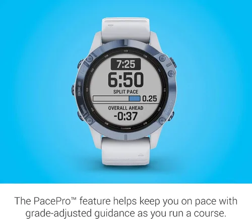 Miniatura 4 de Garmin Fenix 6 Pro Solar, reloj GPS multideportivo con capacidad de carga solar, características avanzadas de entrenamiento y datos, azul mineral