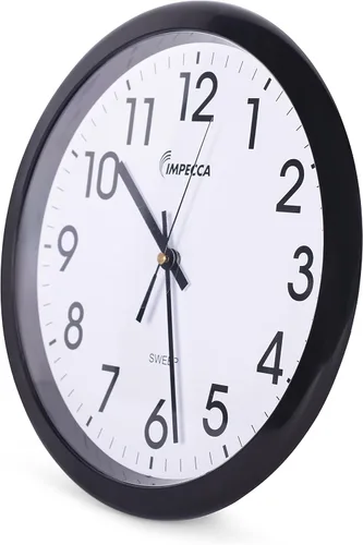 Miniatura 2 de Impecca WCW12M1 Reloj de pared con movimiento de barrido sin tictac, 12 pulgadas, color negro