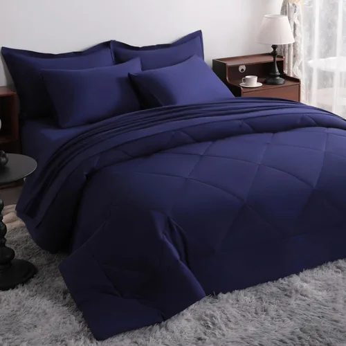 Miniatura 30 de NTBAY Juego de edredón Twin con sábanas, juego de ropa de cama Twin suave y transpirable de 5 piezas, cama Twin en una bolsa, juego de edredón Gris