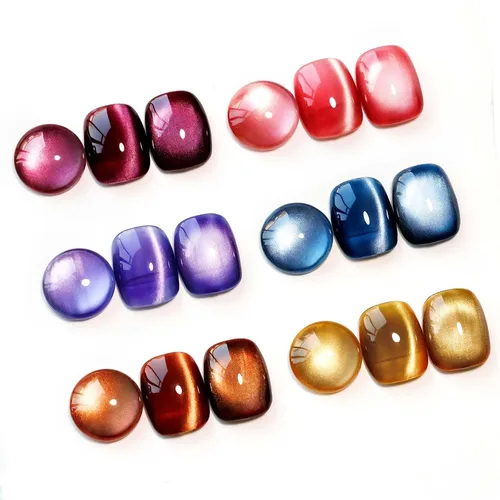 Miniatura 23 de MIZHSE Esmalte de uñas de gel de ojo de gato de 8 colores, juego de esmaltes de gel magnético con purpurina con barra magnética, holográfico Gel
