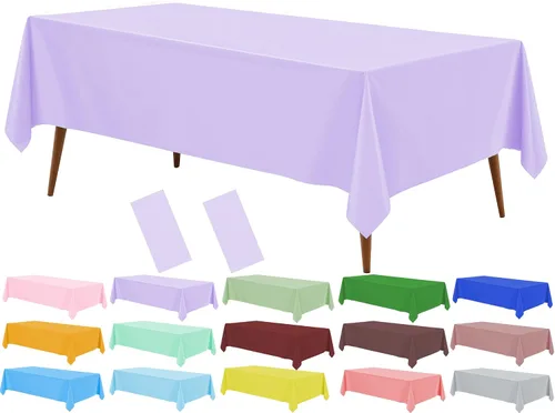 Miniatura 23 de Mantel de plástico crema, paquete de 2 manteles desechables color blanco hueso, mantel de 54 x 108 pulgadas para mesa rectangular, manteles