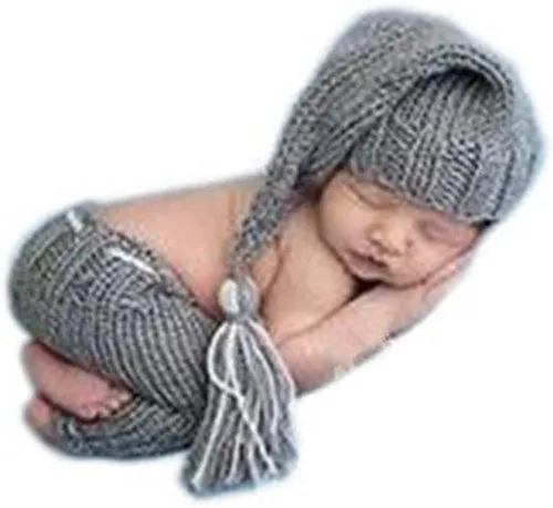 Miniatura 3 de Accesorios de fotografía para recién nacidos, trajes de punto para bebé, niño, niña, sombrero de ganchillo, pantalones, accesorios para sesión