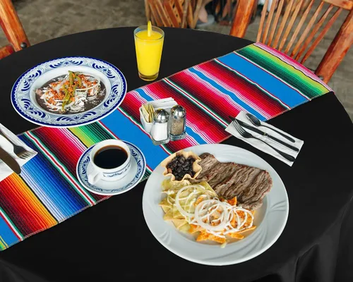 Miniatura 5 de Mantel de serape mexicano de 14 x 108 pulgadas, mantel de algodón suave para decoración de mesa de fiesta temática mexicana para fiesta, decoración