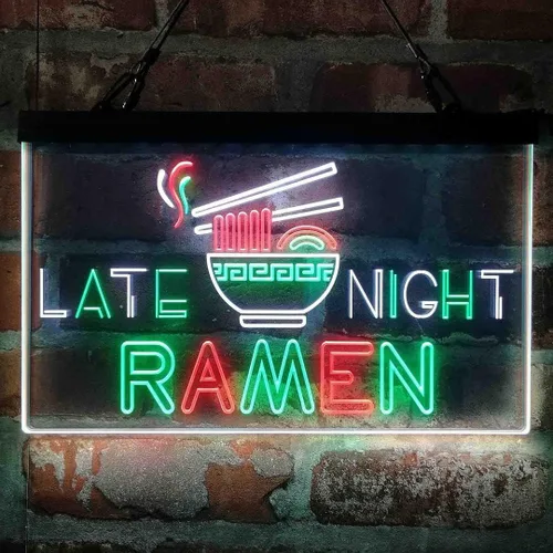 Miniatura 13 de ADVPRO Late Night Ramen Shop Tri-color Led Neon Sign Green & Red & Yellow 13 x 8.7 Inches st9s32-i3305-gry