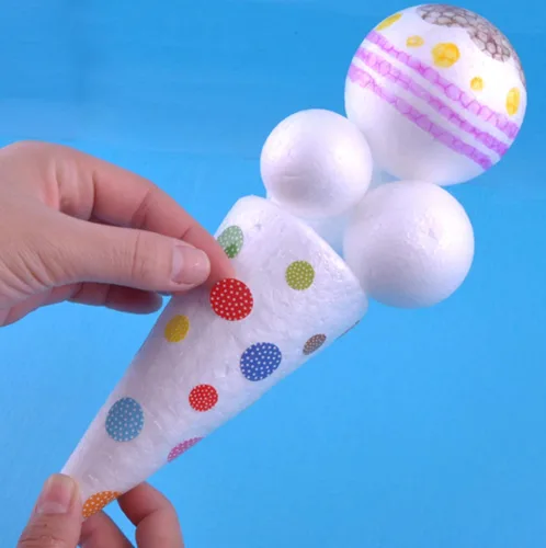 Miniatura 4 de Paquete de 129 bolas de espuma para manualidades, 7 tamaños incluyendo de 1 a 4 pulgadas, bolas redondas lisas de poliestireno blanco, bolas