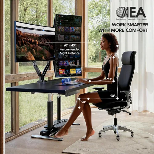 Miniatura 3 de HUANUO NITROGLIDE™ Soporte de monitor dual para 13 ″ – 40 ″, soporte de monitor doble premium con USB, soporte de monitor ajustable en altura para 2