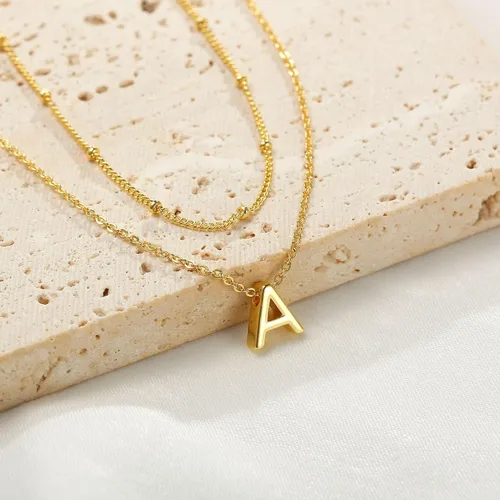 Miniatura 5 de IEFWELL Delicados collares con inicial para mujeres y niñas, chapado en oro de 14 quilates, collar de letra A-Z, collar minimalista con monograma