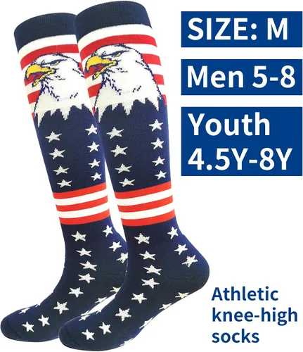 Miniatura 8 de Calcetines altos hasta la rodilla con la bandera americana, patrióticos por encima de la pantorrilla, para béisbol, fútbol, sóftbol y fútbol