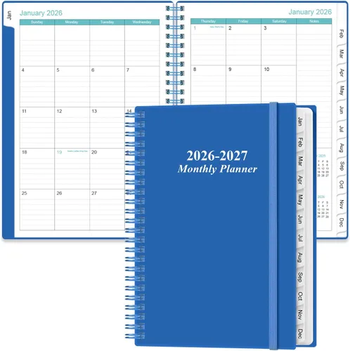 Miniatura 17 de Agenda mensual 2026-2027, enero 2026 a junio 2027, dos páginas por mes, calendario mensual de 18 con pestañas, bolsillo interior, 6.4 x 8.5 Negro