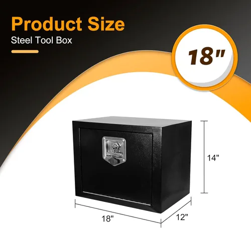 Miniatura 2 de Caja de herramientas de acero para debajo del cuerpo del camión, organizador de caja de herramientas de 18 x 12 x 14 con cerradura y llaves