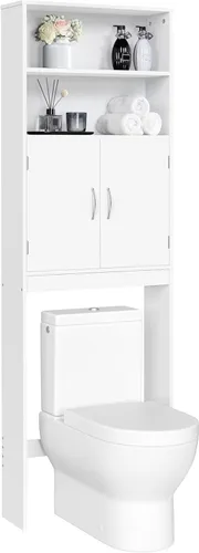Miniatura 11 de Yaheetech Almacenamiento sobre el inodoro, organizador de baño más alto, gabinete de almacenamiento que ahorra espacio con estantes ajustables