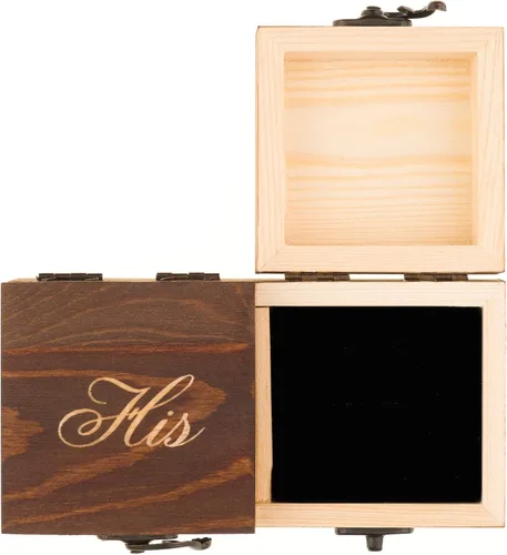 Miniatura 6 de Ella Celebration Caja de madera para anillos de ceremonia de boda, caja rústica vintage para portador de anillos, cajas únicas para anillos de Para