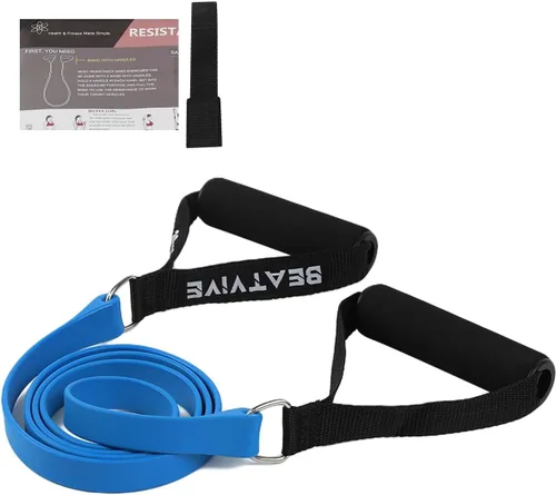 Bandas de ejercicio con asas, bandas de resistencia con asas, ideales para terapia física, entrenamiento de fuerza, tonificación muscular - Incluye
