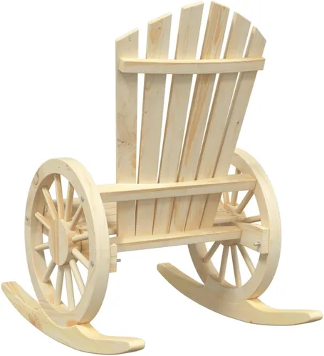 Miniatura 7 de Brown Solid Fir Wood Rocking Adirondack Chair, Ergonomic Design for Patio, Garden, and Balcony Relaxation