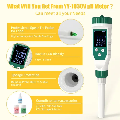 Miniatura 2 de Medidor digital de pH para alimentos, probador de pH de alimentos con sonda de pH de alta precisión para masa madre y pan, medidor de pH