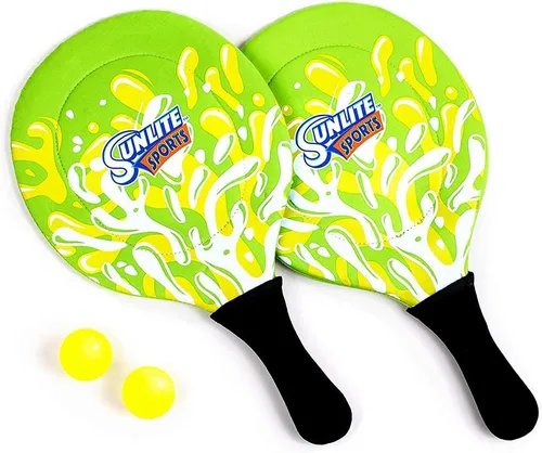 Sunlite Sports Juego de remo de playa, 2 paletas y 2 bolas, perfecto para diversión en el patio trasero o al aire libre o playa o césped, verde