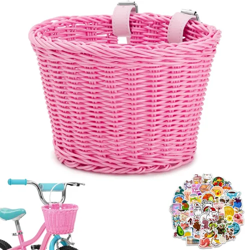 Miniatura 9 de Cesta delantera para bicicleta de niños, tejida a mano multicolor, para niños y niñas