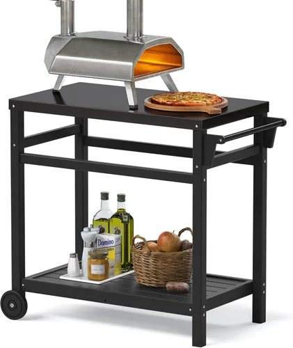 Miniatura 22 de TORVA Carrito de parrilla de preparación al aire libre con mesa de pasivación, carrito de parrilla rodante resistente a los arañazos de alta dureza