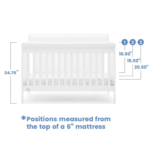 Miniatura 7 de Simmons Kids Carter - Cuna convertible 6 en 1, certificado Greenguard Gold, color blanco bianca