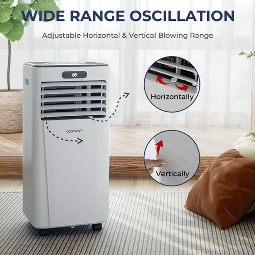 Miniatura 9 de COSTWAY - Aire acondicionado portátil, enfriador de aire de 10000 BTU con secado, ventilador, modo de suspensión, 2 velocidades, función de Blanco