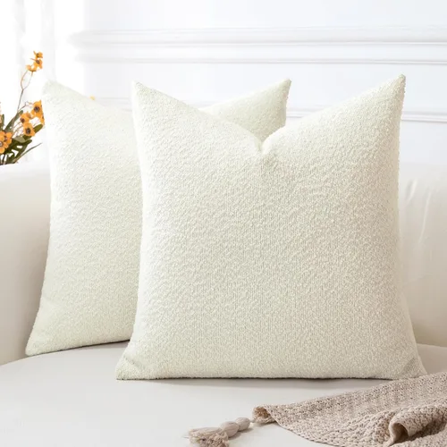 OTOSTAR Paquete de 2 fundas de almohada cuadradas con textura de boucle, fundas de almohada cuadradas, acogedoras y suaves, decorativas, para sofá,