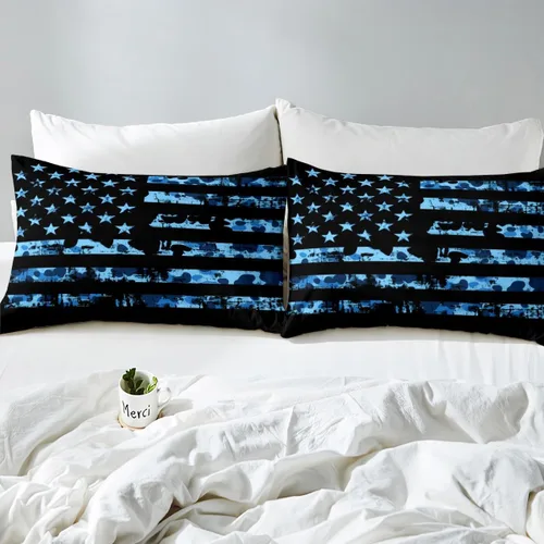 Miniatura 7 de Erosebridal Juego de edredón de bandera estadounidense tamaño individual para niños y adolescentes, juego de ropa de cama de camuflaje, edredón