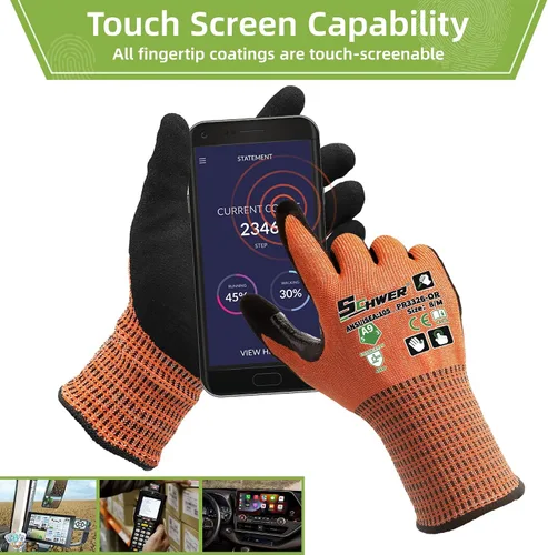 Miniatura 6 de Guantes de trabajo resistentes a los cortes de nivel más alto ProGuard PR3326 de Schwer para protección extrema, guantes de corte ANSI A9 con pulgar
