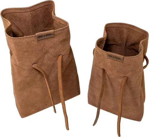 Miniatura 4 de Hide & Drink, Saco con cordón (2 unidades) hecho a mano de piel de oveja y cuero de grano completo - Canela