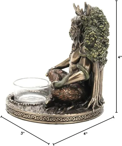 Miniatura 7 de Veronese Design 5 1/4 pulgadas de alto dios celta Cernunnos candelita candelita Escultura de resina bronceada fundida en frío Wiccan Decoración