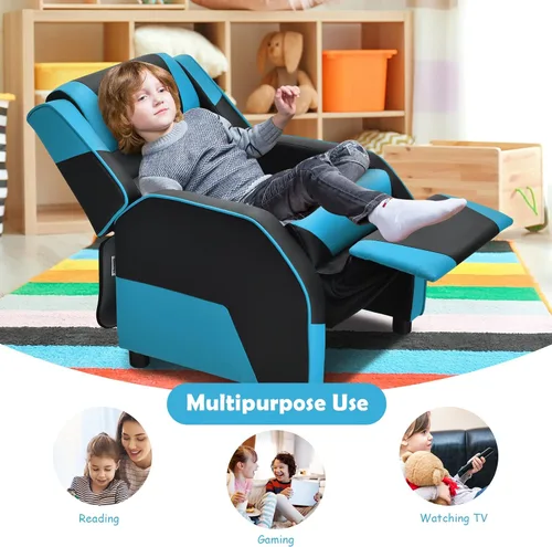 Miniatura 7 de ARLIME Silla reclinable para niños, de piel sintética, con reposapiés, reposabrazos, reposacabezas y soporte lumbar, sofá ajustable
