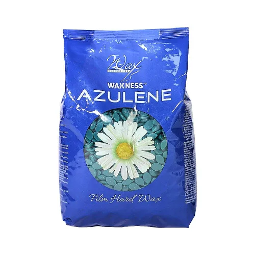 Waxness – Película de cera Esferas duras de cera – Azuleno 1.1 lb (500 g) – Cera dura profesional sin bandas con azuleno para cara y cuerpo,