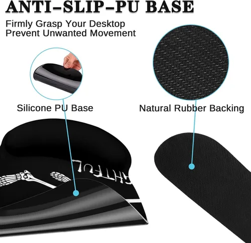 Miniatura 5 de Britimes Juego de alfombrillas de mouse de teclado de esqueleto de calavera negra 4 en 1 + reposamuñecas para teclado+reposamuñecas de ratón+juego