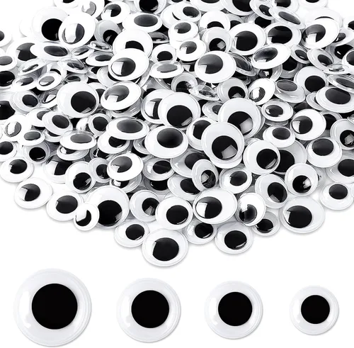 Miniatura 9 de UPINS 300 ojos ondulantes redondos de plástico negro autoadhesivos para decoración de manualidades, mixtos, tamaño grande, 0.157 in, 0.236 in, 0.315